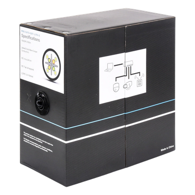 PRO-CAT-6-EXT-LITES - Bobina de Cable / Cat6 / 305 m (1000 ft) / 24 AWG / UTP / Intemperie / PVC / Negro