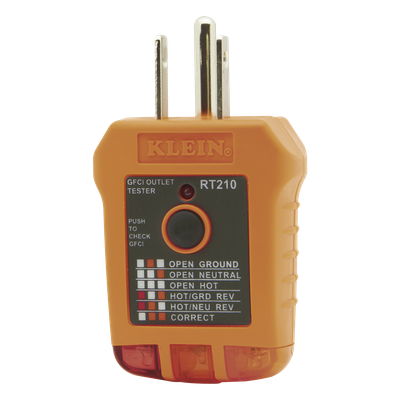 RT-210 - Probador de Tomacorrientes / GFCI / Indicación LED / 110/125 VCA / 2 m (6.6 ft) Resistente a Caídas / 0°C a 40°C