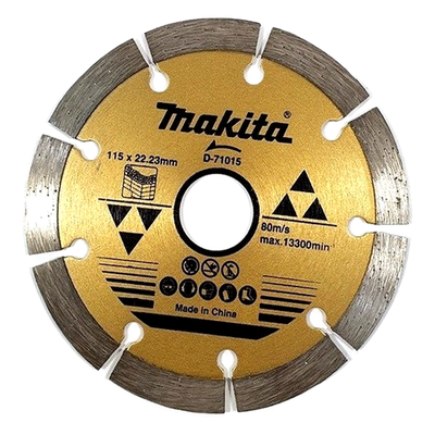 D-71015 - Disco de diamante segmentado / 4-1/2" x 3/4" / 7/8" eje / 13,300 rpm / Corte seco