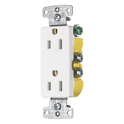 HUB-RRD15W - Contacto Duplex Decorador / 15A / 125V / 2 Polos 3 Hilos / NEMA 5-15R / Blanco