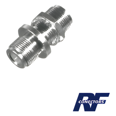 RFN-1023 - Adaptador de Chasis / Doble N Hembra / Montaje Frontal Doble D Plano / Cuerpo Plateado / Hermético
