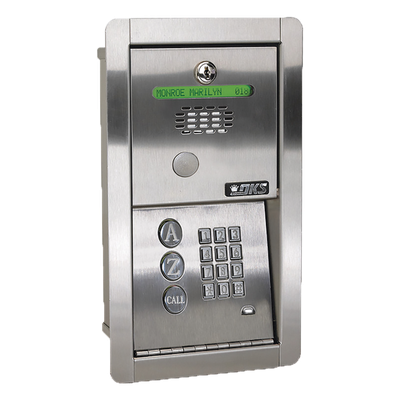 1802-091 - Audioportero Telefónico DKS Con Directorio / 100 Números Telefónicos / Control Para 2 Puertas / Gabinete Para Empotrar / Marcación a 16 Digitos / Linea análoga o digital