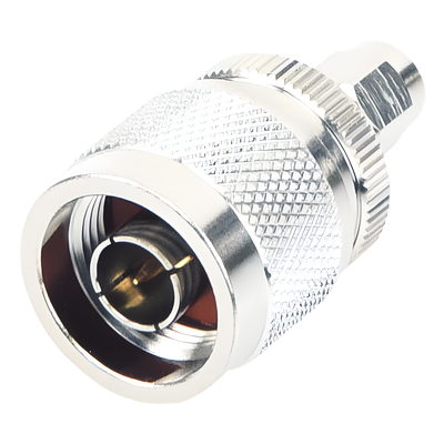 RP-3453 - Adaptador RF en Línea / SMA Macho Inverso a N Macho / Cuerpo Bronce Niquelado / Contacto Oro / Aislante Teflón