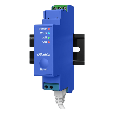 SHELLYPRO1 - Relevador Inteligente / 1 Canal / Contacto Seco / Wi-Fi, Bluetooth y Ethernet / 16 A / Riel DIN / -20°C a +40°C