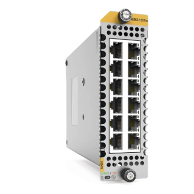AT-XEM2-12XTM - Módulo de Expansión / 12 Puertos RJ45 / Velocidades 1G/2.5G/5G/10G / Rango de Temperatura -40°C a 85°C / LEDs de Diagnóstico
