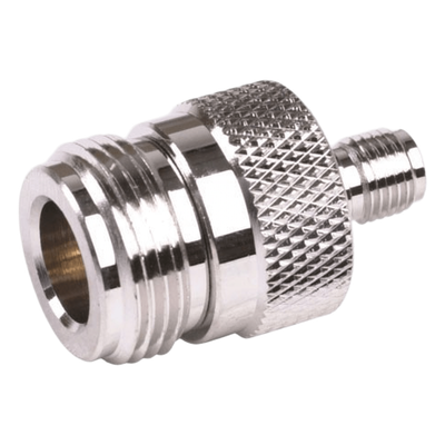 RSA-3477 - Adaptador RF en Línea / Conector SMA Hembra a N Hembra / Cuerpo Bronce Niquelado / Contacto Oro / Aislante Teflón