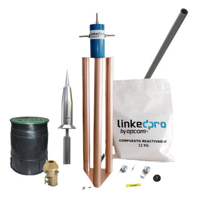AT-1515-KIT - Kit Pararrayo PDC / Avance de Cebado 15 µs / Protección 70 m (230 ft) / Electrodo 200 A / Torre y Mástil