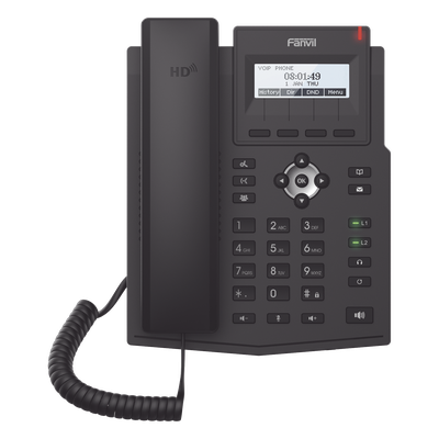 X1SP - Teléfono IP / 2 Líneas SIP / Pantalla LCD 128x48 / Audio HD G.722 y Opus / Conferencia 3 Vías / PoE 802.3af / OpenVPN / Soporte EHS