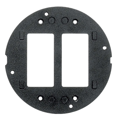 HUB-S1SP - Sub-Placa / Doble Apertura Decorador / Aluminio Fundido / Acabado Negro en Polvo / 136.1 x 136.1 x 58.7 mm /Aplicaciones Multi-Servicio de Gran Capacidad / Instalación Empotrada.