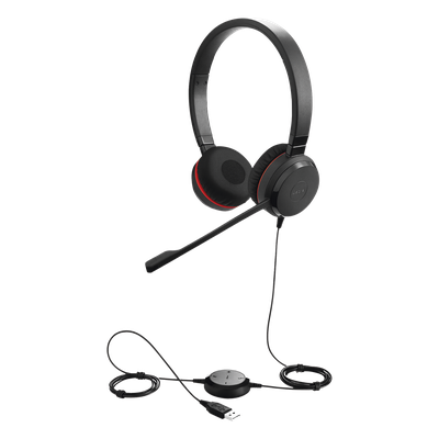 EVOLVE-30-DUO-UC - Auricular Profesional UC / Conectividad Dual USB y 3.5 mm / Micrófono con Cancelación de Ruido / Controlador en Cable con LED / Plug and Play