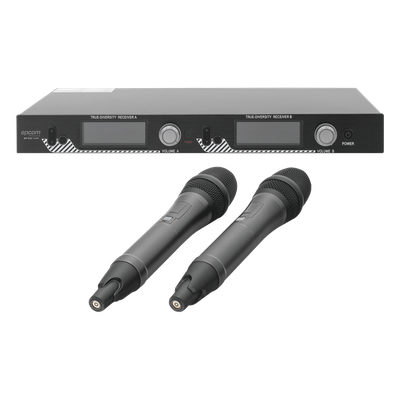 SF-521UH - Sistema de Microfonía Inalámbrico UHF / 2 Micrófonos de Mano / 200 Canales / Alcance 100 m (328 ft) / Frecuencia 640-857 MHz / Batería 10-15 Horas