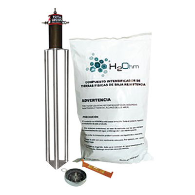 TG-45AB-AI - Kit antivandálico de puesta a tierra / 45 A / Resistencia <2 ohm / Electrodo magnetoactivo / Filtro LCR / Compuesto H2Ohm