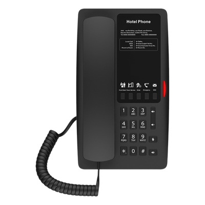 H4B - Teléfono IP Hotelero / 2 Líneas SIP / 5 Teclas Programables / Audio HD Manos Libres / PoE 802.3af / Puerto USB-A de Carga / Ethernet 10/100 Mbps