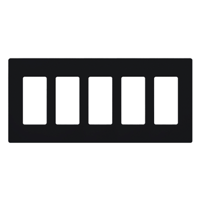 CW5BL - Placa de pared Claro / 5 gangs / screwless / 259 x 119 mm / perfil 7.6 mm / acabado brillante negro / estilo Designer