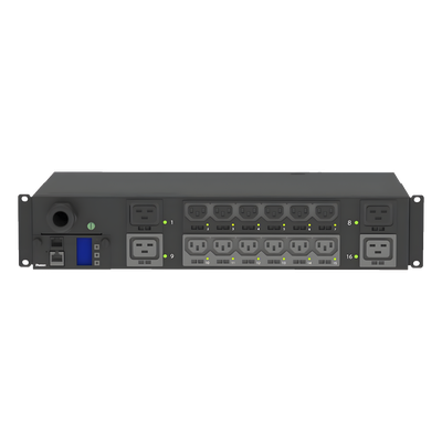 P16E19M - PDU Monitoreable y Switchable / 16 Salidas C13/C19 / Entrada NEMA L6-30P / 208 Vca / 30 A / 2U Horizontal 19 in / Cable 3 m (9.8 ft)