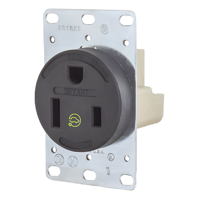 HUB-9650-FR - Receptáculo Individual / 50 A / 250 V / 2 Polos 3 Hilos / NEMA 6-50R / Grado Industrial