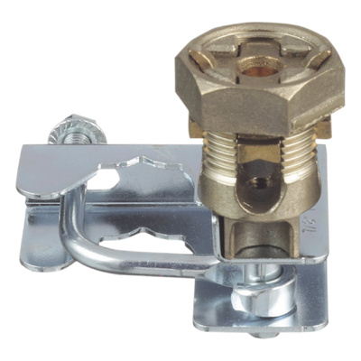 GPQC10-1/0 - Abrazadera de Tierra para Piso Falso / 2 Conductores 6-1/0 AWG (16-50 mm²) / Pedestal Cuadrado 22 mm (7/8') / Pedestal Redondo 25-29 mm (1' a 1 1/8') / Bronce / TIA-607-A