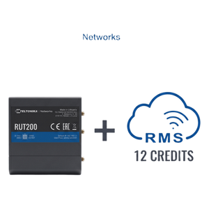 RUT200+1YRMS - Router Celular Industrial / 4G LTE Cat 4 / 150 Mbps / Wi-Fi 2.4 GHz / -40°C a 75°C / Gestión RMS 1 Año
