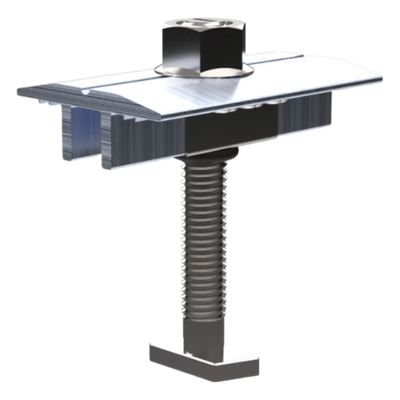 N00027 - Abrazadera Intermedia para Módulos Solares / Aluminio Serie 6000 / Módulos 30-40 mm / 47 g / Acero Inoxidable / 4 Sistemas de Montaje