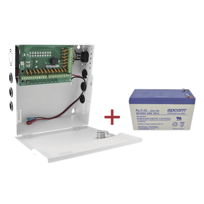 PLK12DC20ABK/K - Fuente de Alimentación / 18 Salidas / 20 A / Voltaje Ajustable 11-15 VCC / Batería de Respaldo 12 VCC 7 Ah / Entrada Universal 96-264 VCA