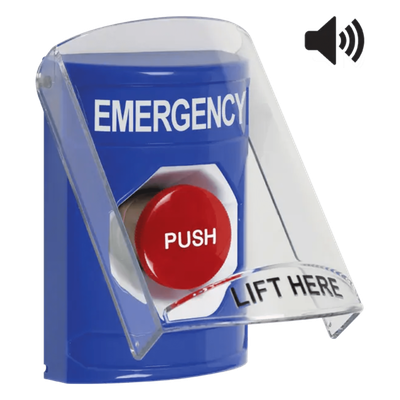 SS24A4EM-EN - Botón Multipropósito de Emergencia / Superficie / Tapa Policarbonato / Bocina Pre-Alarma / 2 Relés Forma C / LED Indicador / UL/cUL S7255 / ADA