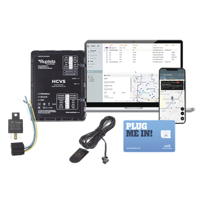 HCV5KIT - Kit Localizador 4G LTE / Anti-Jammer Ajustable / CANbus FMS-J1708-J1939 / RS232 / Bluetooth / Botón SOS / 12V Relay