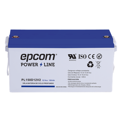 PL150D12V2 - Batería de Respaldo AGM-VRLA / 12 V / 150 Ah / Ciclo Profundo / Terminales T5 / UL94-HB / Sin Mantenimiento