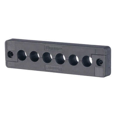 CEST2-A6 - Pasacables de 6 Orificios en Línea 4.41" X 0.67" IP65, para Cables Terminados, Color Negro