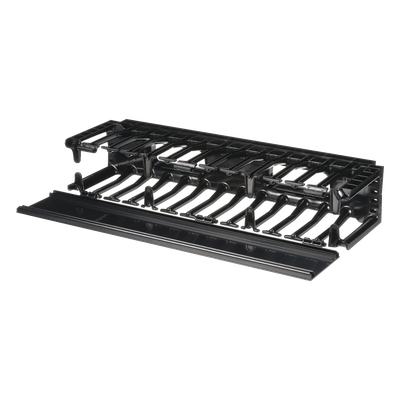 NMF2 - Organizador de Cables Horizontal / Alta Densidad / 19in / 2UR / Frontal Único / ABS con Radio de Curvatura