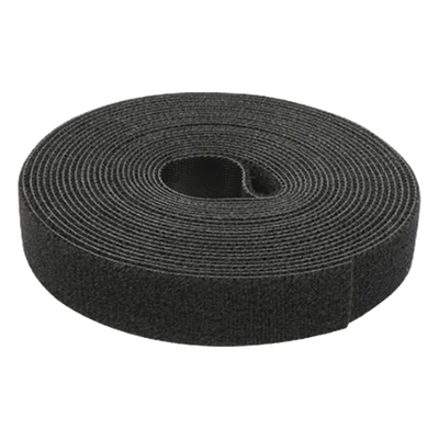 PST-C05-001-BK - Cinta de Contacto Autoadherente / 1.6 cm x 25 m (82 pies) / Gancho y Bucle Espalda con Espalda / Negro