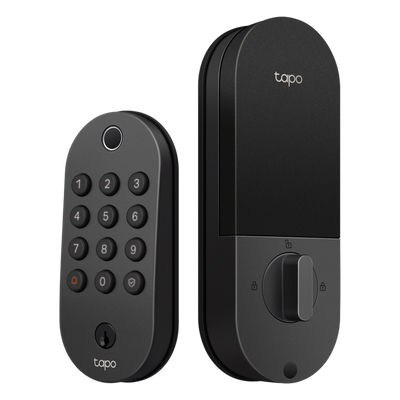 TAPO-DL105 - Cerradura Inteligente Wi-Fi / Deadbolt / 6 Métodos Desbloqueo / Huella <0.5s / 100 Huellas + 200 PINs / BHMA Grado 3 / IP54 Exterior / Batería 7800 mAh / Alexa-Google-SmartThings