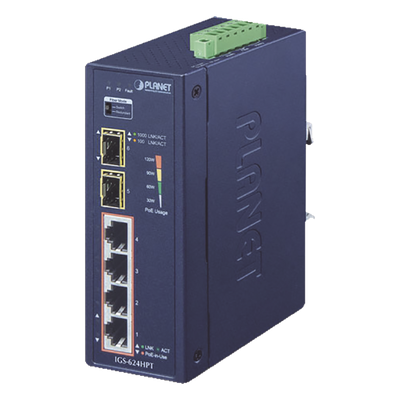 IGS-624HPT - PLANET IGS-624HPT switch No administrado Gigabit Ethernet (10/100/1000) Energía sobre Ethernet (PoE) Azul