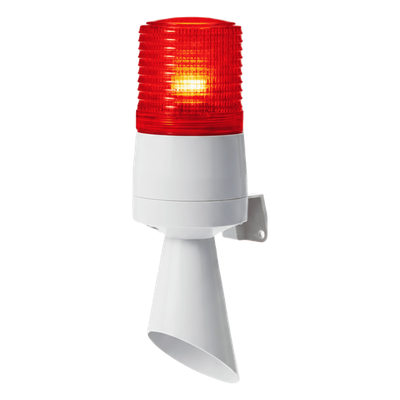 S60ADL-24-R - Torreta LED con Buzzer / 60 mm / Rojo / 24 VCD / 95 dB / Destello Fijo y Destellante