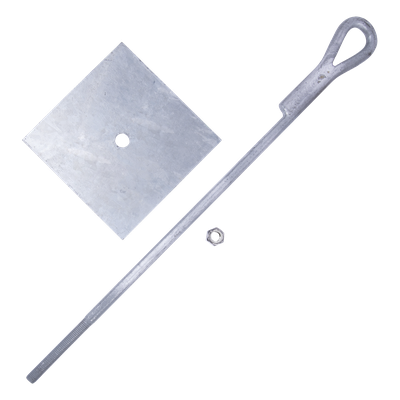 SAP-01-JG - Ancla para Retenida / Varilla 5/8' / Longitud 65 cm / Galvanizado en Caliente / Ojo de Llave / Torre hasta 30 m (98.4 ft)