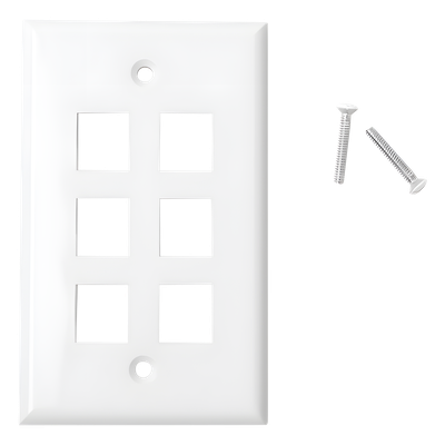 LP-FP-20 - Placa de Pared / 6 Puertos / Keystone / Montaje Vertical / 70 x 115 mm / 2.75' x 4.52' / UL CE ETL