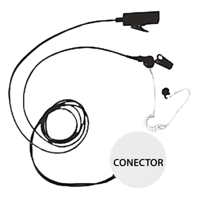 V1-10695 - Kit Micrófono-Audífono Profesional / 2 Cables / Tubo Acústico Transparente / PTT Integrado / Kevlar Reforzado / Compatible VOX