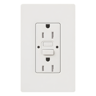 CAR15GFSTWHS - Tomacorriente Dúplex GFCI / 15 A / 125 V / Autocomprobable / Resistente a Manipulaciones / Indicadores LED / Cara Decorador