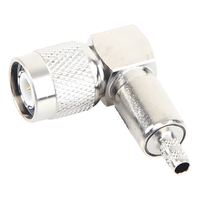 RFT-1218 - Conector RF TNC Macho / Ángulo Recto / Ensamblaje Anillo Plegable / Bronce Niquelado / Contacto Oro / Dieléctrico Teflón