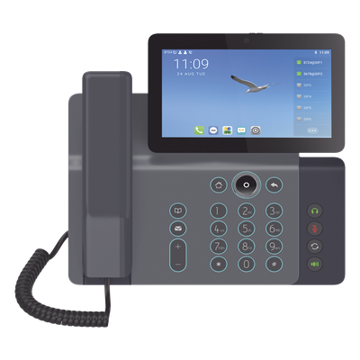 V67 - Videoteléfono IP / 20 Líneas SIP / Pantalla 7" Ajustable / Android 9.0 / Conferencia 10 Vías / Teclado Retroiluminado / PoE