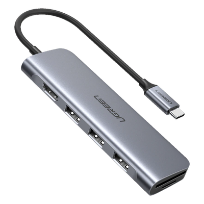 70410 - HUB USB-C Multipuertos / HDMI 4K@30Hz / 3 Puertos USB-A 3.0 / Lector Tarjeta SD+TF (Uso Simultáneo) / 6 en 1 / Carcasa de Aluminio.