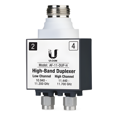 AF-11-DUP-H - Duplexer / 11 GHz Banda Licenciada / Alta 10.940-11.200 GHz y 11.440-11.700 GHz / PoE 50VDC / SMA+N-Type / -40 a 55°C