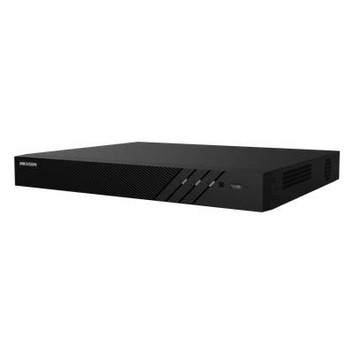 DS-7616NI-Q2/16P(E) - NVR Hikvision 8 Megapixel (4K) (Compatible con Camaras ACUSENSE) / 16 canales IP / 16 Puertos PoE+ / 2 Bahías de Disco Duro / Salida de Vídeo en 4K / 300 Metros PoE Modo Extendido