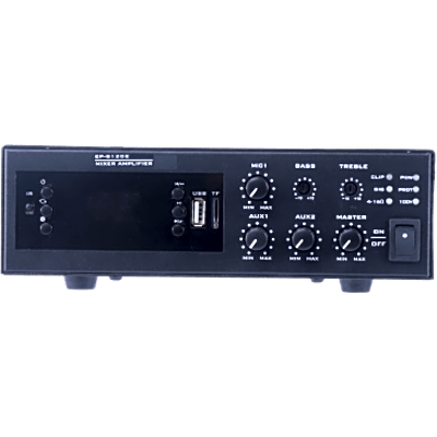 EP-B120E - Amplificador de Potencia Digital Mini | 120W | Entrada XLR con Phantom 48V | 2 Entradas AUX | Bluetooth | Sintonizador FM | Reproducción MP3 | Protección contra Cortocircuito y Sobrecarga | 4~16Ω o 100V
