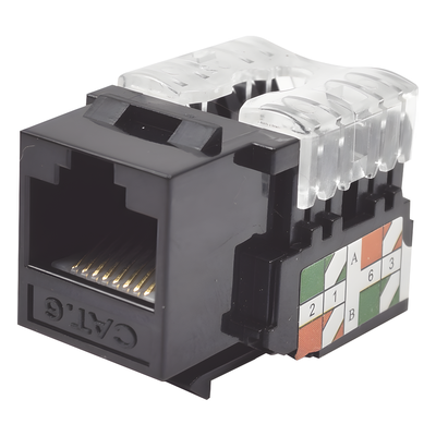 LP-KJ-601-BK - Módulo Jack Keystone / Cat6 / Terminación 110 Punchdown / RJ45 Sin Blindaje / T568A-B / Color Negro