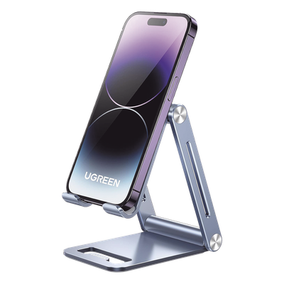 90461 - Soporte de Escritorio para Teléfono Móvil / Aluminio / Ajustable / Plegable / Carga hasta 600 g / Compatibilidad 4.7'' a 7.9''