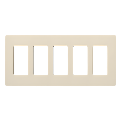 CW5LA - Placa de pared / 5 espacios / Color almendra / Diseño modular / Línea de controles Lutron