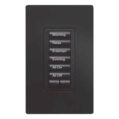 RRDW6BRLMN - Teclado de pared seeTouch / 6 botones con subir/bajar / Retroiluminado / 120 V con neutro / RF 431-437 MHz / RadioRA 2 / Color Midnight