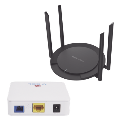 KIT2-VPON-WIFI - Kit 2 ONU Bridge V-Sol, Dual GPON/EPON con Router Home Wi-Fi Ideal para distribuciones WISP de mayor cobertura Wi-Fi en Hogares y Oficinas