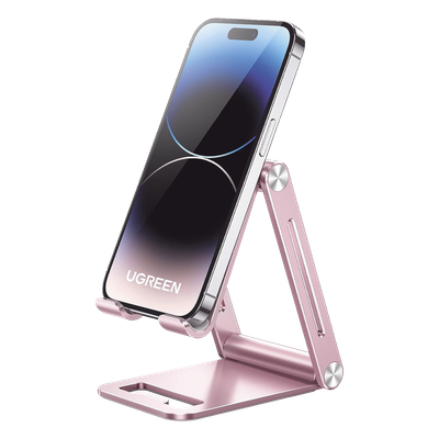 90460 - Soporte para Celular / Aluminio / Plegable / Multiángulo / 4.7 a 7.9 pulgadas / Carga 600 g / Rosa