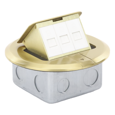 TH-MCPD-B - Mini Caja de Piso Redonda / Bronce / 3 Puertos / 0.829 kg / Voz y Datos / Keystone